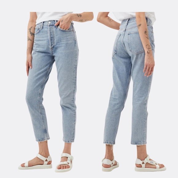 AGOLDE Riley Crop Jeans Women's Size 26 Dimension Light Indigo High Rise Straigh - Picture 1 of 7